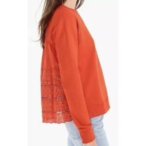J.Crew Women's Eyelet Back Crew Neck Sweatshirt Orange Size XS